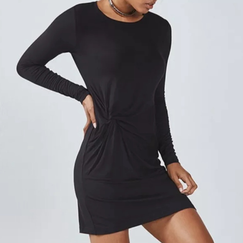 Fabletics Brooke Black Knotted Waist Jersey Dress Size Small Athleisure Wear‎